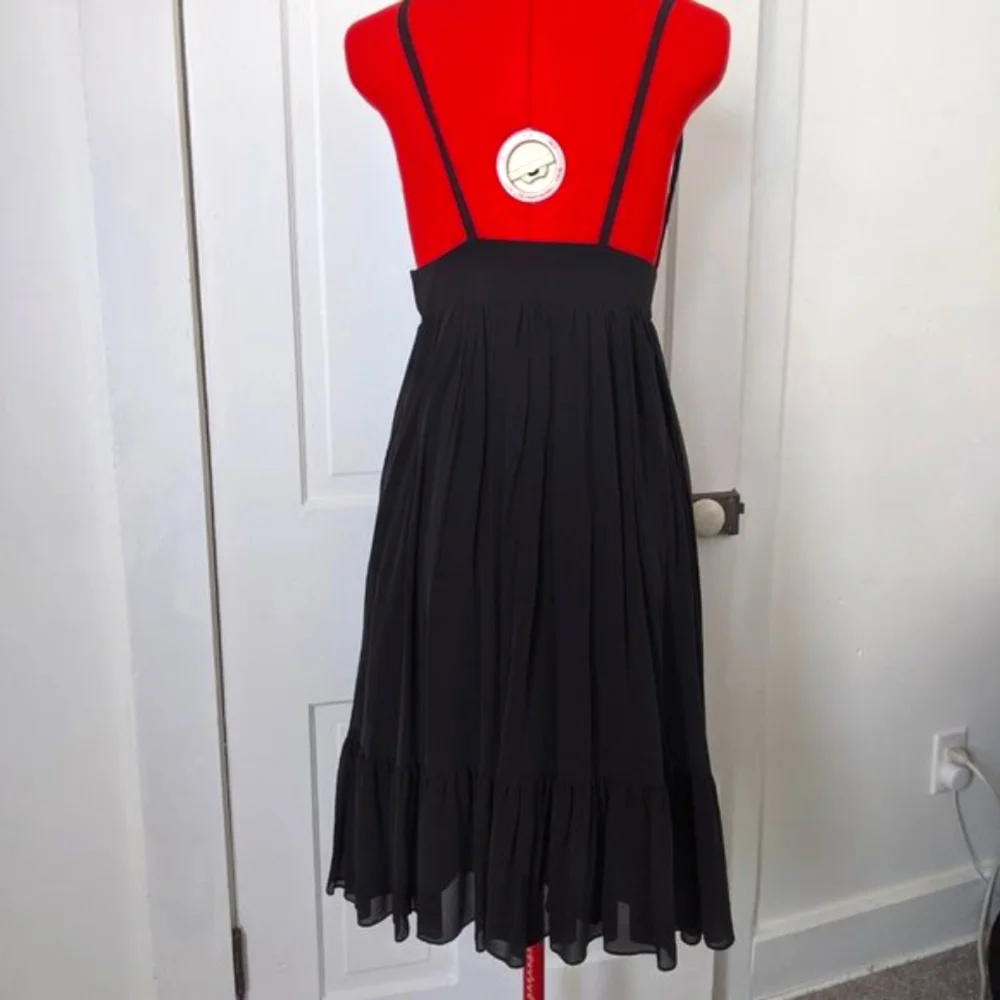 J. Crew Black Silk Deep V Dress with Ruffle - Picture 13 of 14